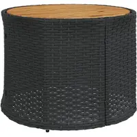 vidaXL Tuinbank met tafel en kussens rond poly rattan zwart