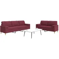 vidaXL 2-delige Loungeset met sierkussens stof wijnrood