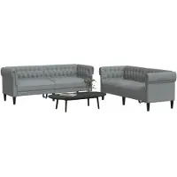 vidaXL 2-delige Loungeset stof lichtgrijs