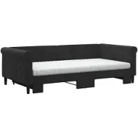 vidaXL Slaapbank onderschuifbed en matrassen 100x200 cm fluweel zwart