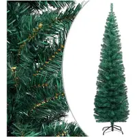 vidaXL Kunstkerstboom met standaard smal 240 cm PVC groen