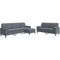 vidaXL 3-delige Loungeset met kussens en bolsters fluweel donkergrijs