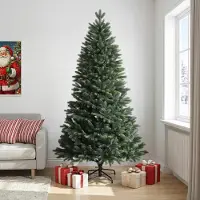 vidaXL Kunstmatige Hinged Kerstboom 210 cm PVC en Metalen Groen