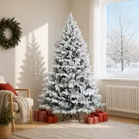 vidaXL Kunstmatige Hinged Kerstboom 180 cm PVC en Metalen Groen en Wit