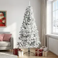 vidaXL Kunstkerstboom 210 cm PVC en Staal Groen en Wit