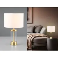 RL LIVE YOUR LIGHT REALITY GRAZIA - Tafellamp - Messing mat - excl. 1x E14 25W - Snoerschakelaar - Witte kap