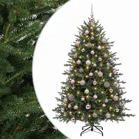 vidaXL Kunstkerstboom met kerstbal 180 cm 300 LED's Warmwit
