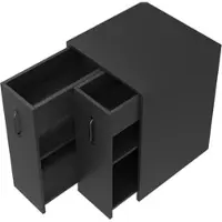 OKWISH Verrijdbaar Opbergkastje – Uitschuifbare Zijmodules – Voor Kantoor En Slaapkamer – Zwart Spaanplaat – 52x50x75 cm