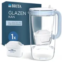 Brita - Glass Jug Waterfilterkan - 2,5L - Blauw - Glazen waterkan - incl. 1 MAXTRA PRO Pure Performance filterpatroon