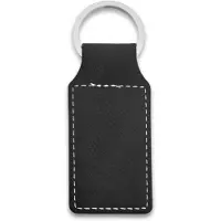 Combicraft Blanco leren sleutelhanger rechthoek 33x70mm zwart - 5 stuks
