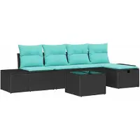 vidaXL Set van 5 tuinmeubels, polyrotan