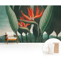 Wallfluent Fotobehang - Groente Vliesbehang - 416x254 cm - Exotische Bloemen Fotobehang Vlies - Hal behang Bloemen En Planten - Muurschildering - Woonkamer behang