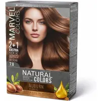 Marvel Natural Colors 7.0 Donkerblond (Auburn) Permanente Crème Haarverf – Natuurlijke Donkerblonde Tint, Intense Pigmentatie, 100% Grijsdekking, Verrijkt met Argan- en Olijfolie, 2+1 Set