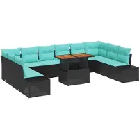 vidaXL Tuinbank Set 11 st Zwart Poly rattan