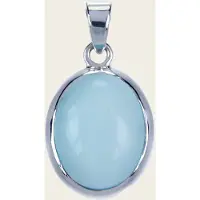 MOOYE ® - Collectie Zilveren Chalcedoon aqua edelsteen ovaal glad - 2 kettinghanger