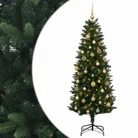 vidaXL - Kunstkerstboom - met - Ballen - 120 - cm - 150 - LED's - Warmwit - PE - en - PVC