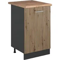 Vicco Keukenonderkast R-Line Artisanaal eiken/Antraciet 50 cm goudkleurig eiken werkblad, Model 70189