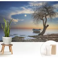 Wallfluent Fotobehang - Blauw Vliesbehang - 208x146 cm - Een Vredig Landschap Muurschildering - Gang behang Landschappen - Fotobehang Vlies - Gang behang