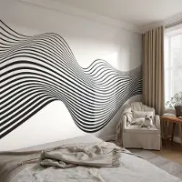 Coloray Vliesbehang - Wit Snellijm Behang - 416x254 cm - Dynamische Abstractie Muurschildering - Slaapkamer behang Abstractie - Fotobehang Vlies - Gang behang