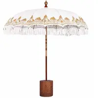 vidaXL Balinese parasol met basis Crème en bruin Ø 210-220 cm
