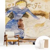 Wallfluent Fotobehang - Bruin Vliesbehang - 250x250 cm - Vrouwelijke Vrede Muurschildering - Gang behang Deel - Fotobehang Vlies - Slaapkamer behang
