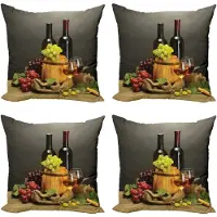 Abakuhaus Weingut Sierkussen Kussenhoes 4er Set, Thema Flaschen Frankreich, Modern Accent Dubbelzijdige Digitale Print, 50 x 50 cm, Meerkleurig