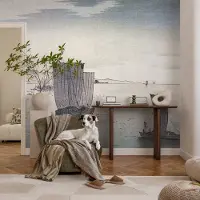 Coloray Vliesbehang - Grijs Snellijm Behang - 312x219 cm - Maritiem Landschap Muurschildering - Slaapkamer behang Landschappen - Fotobehang Vlies - Slaapkamer behang