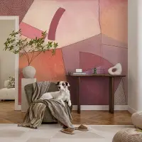 Coloray Vliesbehang - Oranje Snellijm Behang - 312x219 cm - Kleurrijke Vormen Muurschildering - Gang behang Abstractie - Fotobehang Vlies - Gang behang