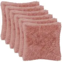 vidaXL Kussensloop 6 st HEERLEN Roze 40 x 40 cm PV Fleece