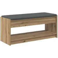 vidaXL Schoenbank met kussen Artisanaal eiken 103 x 38 x 45 cm