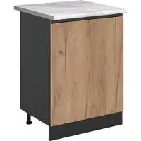 Vicco Keukenonderkast R-Line Goudkleurig Eiken/Antraciet 60 cm met 1 deur marmer werkblad, Model 72041