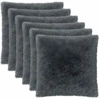 vidaXL Kussensloop 6 st HEERLEN Antracietkleurig 65 x 65 cm PV Fleece