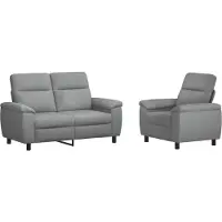 vidaXL Bankstel 2 pcs Lichtgrijs Stof