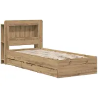 vidaXL Bedframe met opbergruimte en hoofdbord Artisanaal eiken