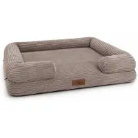 By Cee Cee Orthopedische Hondenmand – Orthopedisch Hondenkussen – Hondenbed – Ribstof - Voor Middelgrote Honden - Mokka Taupe - 108x81cm - Emma