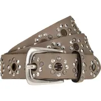 B.belt Studded belt Leder 85 cm grijs
