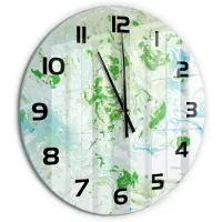 Tulup Wandklok - Abstracte achtergrond Klok Glas Met Opdruk - fi60 cm - Groente Moderne Wandklok Glas - Zwarte handen - Ronde Klok - Decoratieve Glazen Klok - Glazen Wandklok Design