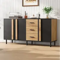 STILVORA dressoir met 3 deuren en 3 lades, commode met 6 metalen poten, bijzettafel van MDF, kast voor de woonkamer