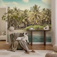 Coloray Vliesbehang - Groente Snellijm Behang - 104x70 cm - Tropisch Strand Muurschildering - Slaapkamer behang Landschappen - Fotobehang Vlies - Gang behang