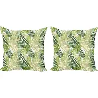 Abakuhaus Lente Sierkussenhoes Set van 2, Tropic Exotische Palmen, Modern Accent Dubbelzijdige Digitale Print, 60x60, Ecru