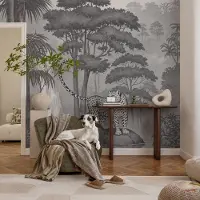 Coloray Vliesbehang - Grijs Snellijm Behang - 208x146 cm - Tropische Jungle Fotobehang Vlies - Woonkamer behang Dieren - Muurschildering - Woonkamer behang
