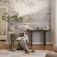 Coloray Vliesbehang - Wit Snellijm Behang - 250x104 cm - De Aard Van Subtiliteit Muurschildering - Slaapkamer behang Bloemen En Planten - Fotobehang Vlies - Gang behang