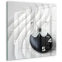 Tulup Wandklok - Zensteen en vlinder Moderne Wandklok Glas - 30x30 cm - Wit Wandklok Glas Decoratie - Witte handen - Vierkante Klok - Glazen Wandklok Design - Klok Glas Met Opdruk