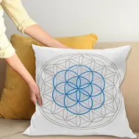 Abakuhaus Bloem des Lebens Kussenhoes, Oval Knot, Met Ritssluiting, Wasbaar, Dubbelzijdige Digitale Print, Heldere Kleuren, Hoogwaardige Stof, 60 x 60 cm, Warm Taupe Blauw