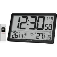 KIENZLE Jumbo NEO LCD wandklok, zwart, met extra groot display en buitensensor