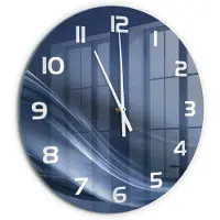 Tulup Wandklok - Grijze golf Moderne Wandklok Glas - fi60 cm - Grijs Wandklok Glas Decoratie - Witte handen - Ronde Klok - Glazen Wandklok Design - Klok Glas Met Opdruk