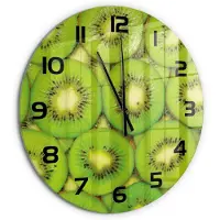 Tulup Wandklok - Kiwi Gekleurde Glazen Klok - fi60 cm - Groente Glazen Klok Met Print - Zwarte handen - Ronde Klok - Moderne Wandklok Glas - Wandklok Glas Decoratie