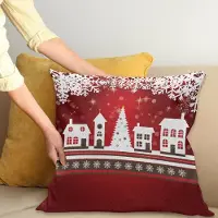 Abakuhaus Kerstmis Kussenhoes, Winter-Thema-Boom, Met Ritssluiting, Wasbaar, Dubbelzijdige Digitale Print, Heldere Kleuren, Hoogwaardige Stof, 45 x 45 cm, Wit Rood