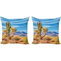 Abakuhaus Kaktus Sierkussenhoes Set van 2, Landschap en Prickeln Pflanze, Modern Accent Dubbelzijdige Digitale Print, 40x40, Meerkleurig