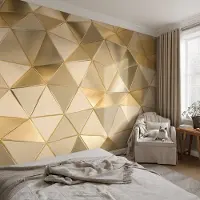 Coloray Vliesbehang - Grijs Snellijm Behang - 152x104 cm - Driehoekige Patronen Fotobehang Vlies - Woonkamer behang Geometrie - Muurschildering - Hal behang